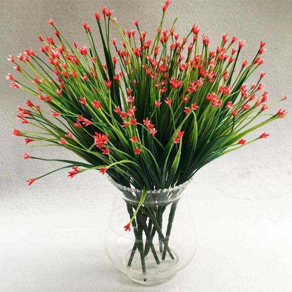 2019 7 Fork Plastic Artificial Flowers Green Artificial Grass