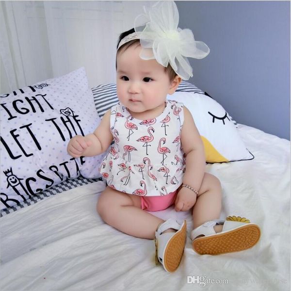 

cute baby clothing set summer toddler girls clothes cotton flamingo crop vest + shorts bottom 2pcs girls outfits set children clothing, White