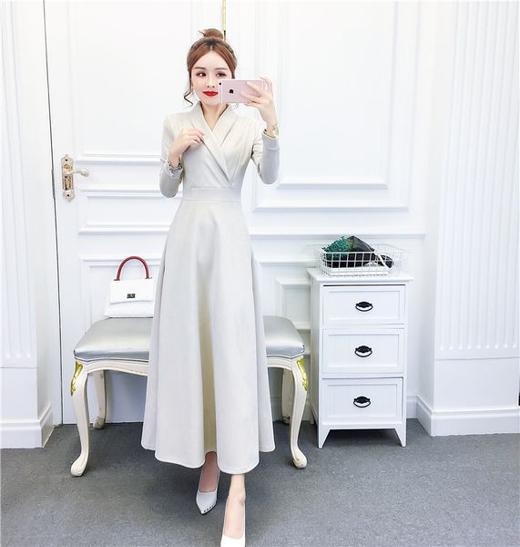 

women long faux pu leather suede dress new fashion ladies elegant autumn dress a-line outerwear, Black;gray