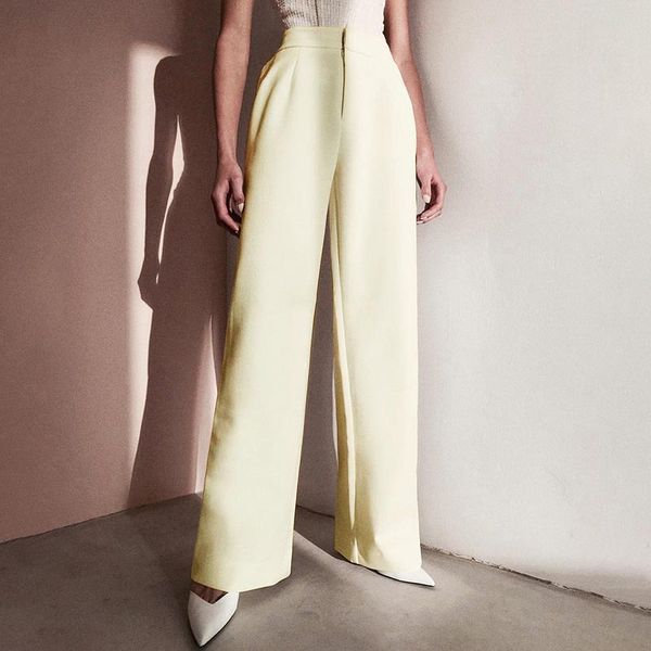 

women's pants fashion high waist solid loose wide leg long trousers flowing palazzo autumn women pants 2020 new, Black;white