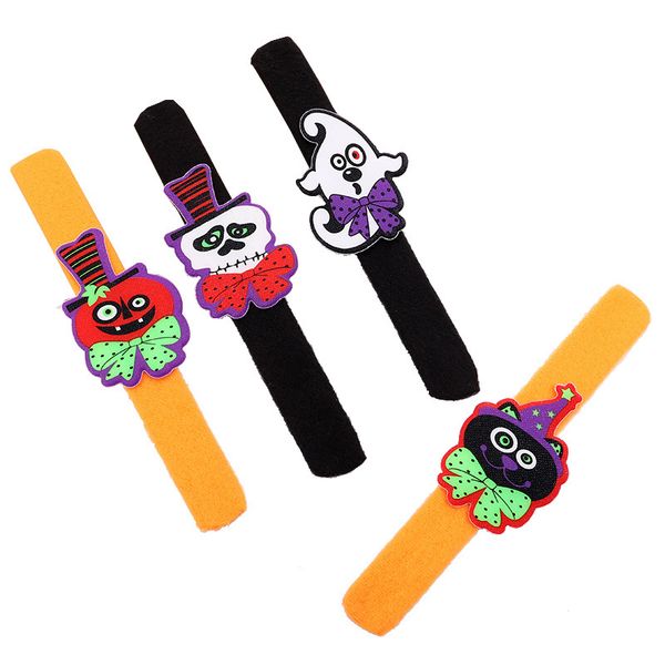 

4 styles halloween papa slap wristband 21cm pumpkin ghost skull black cat patting bracelet children toys gift l330