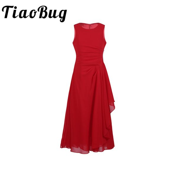 

tiaobug chiffon flower girls dress for wedding teenage girls kids children formal first communion prom party maxi long dresses, Red;yellow
