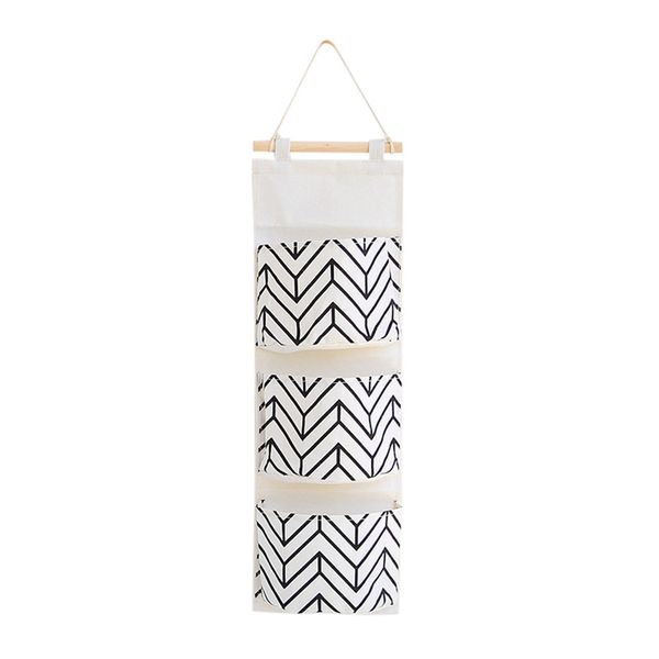 

nordic style three-grids cotton linen hanging storage bag wall mounted wardrobe hanging bag wall pouch cosmetic toys organizer x