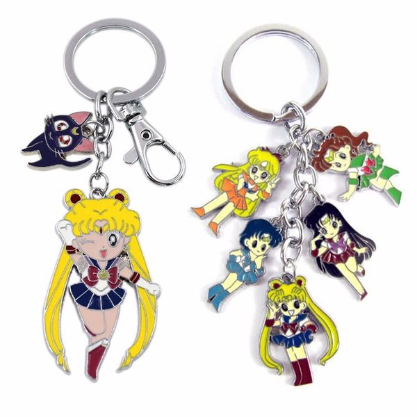 

anime sailor moon keychain mizuno ami tsukino usagi minako aino tomoe ru cute fun cartoon metal keyring pendant jewelry, Silver