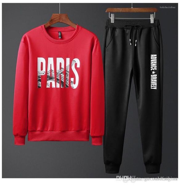 

fashion tracksuits casual panelled loose male 2pc set with pocket spring autumn designer crew neck man clothing mans letter printed, Gray