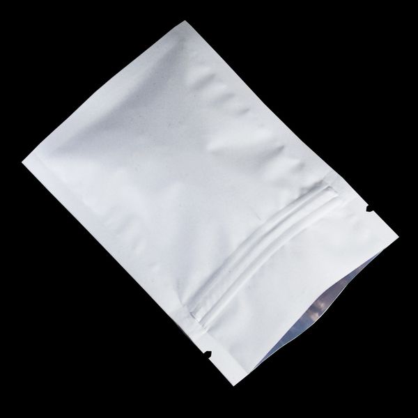 

matte white 200pcs/lot aluminum foil food smellproof packing bag powder candy storage bags with zipper zip lock mylar pouches