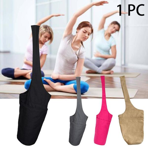 

1pc canvas yoga mat bag beach foldable large capacity tote with pocket multifunction