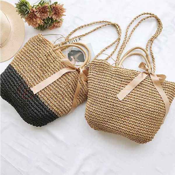 

women rattan woven straw bags messenger bag large capacity totes women shoulder crossbody bag bohemia handbag beach bags 2019