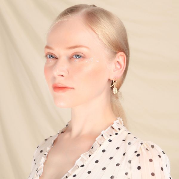 

корейского стиль творческих гальванической монета серьга темперамент sterling серьга ниша серебро серьга женщины нового темперамент, Golden