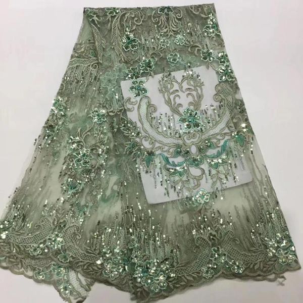 

2020 unique design african sequin net lace fabric prom dresses sewing material green color sequined embroidered mesh tulle laces, Pink;blue