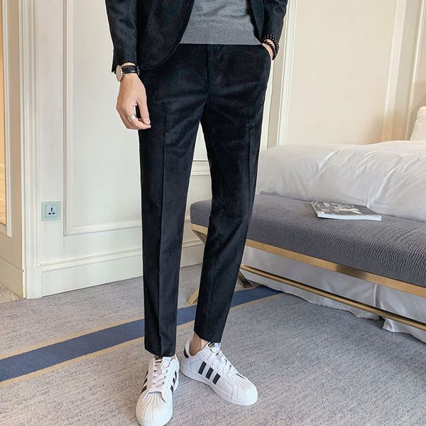 

2019 autumn corduroy man self-cultivation western-style trousers leisure time pants business affairs xk204 - p75, White;black