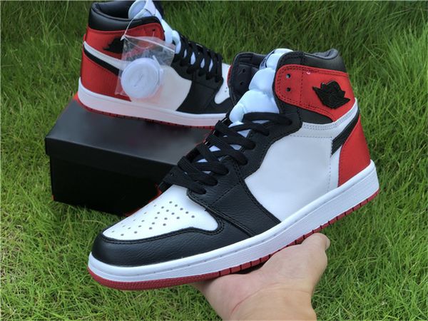 

2019 released originals air 016jordan 1 retro high satin black toe wmns cd0461-016 basketball shoes authentic sports sneakers with box, White;red