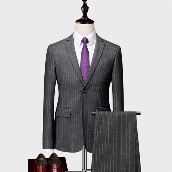 Acquista Abito Da Uomo Classico A Righe Vestito Stile Inglese Abito Da Uomo Slim Fit Uomo 19 Giacca Pantaloni Vestito Da Uomo Casual Formale Da Uomo A 60 65 Dal Zhinvstar Dhgate Com