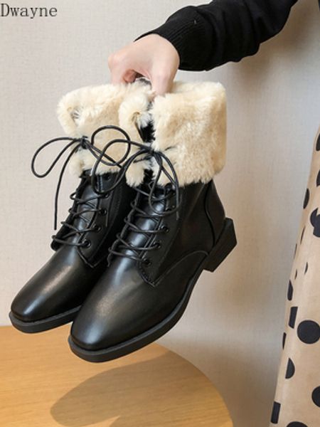 

boots children's 2020 new wild plus velvet mid-heel british handsome boots, Black