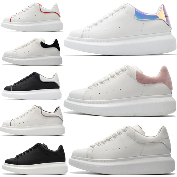 

designer models men women fashion leather mcqueens platform increase casual shoes mens chaussures low sneakersc65d#, Black