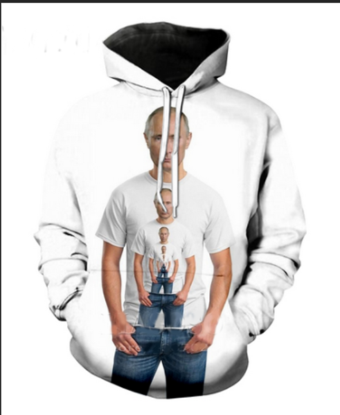 

new fashion 3d hd print men women putin pullover hoodies street wear casual hip hop pockets sweatshirt clothing r0185, Black