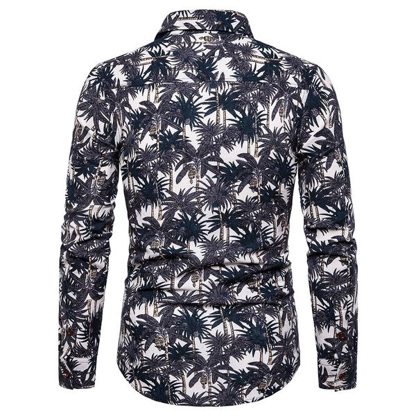 

men shirt long sleeve camisa summer casual men's shirt streetwear business printing turn-down collar blouse camisa masculina, White;black