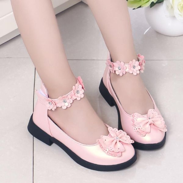 

baby girl shoes toddler girl shoes for children's footwear princess bowtie pink kids wedding party dress #xtn, Black;red