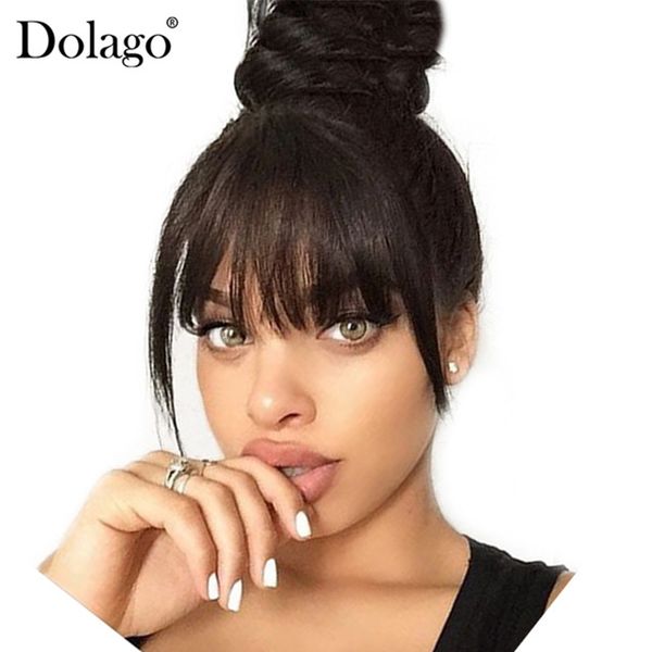 Brazilian Human Hair Blunt Bangs Clip In Human Hair Extension