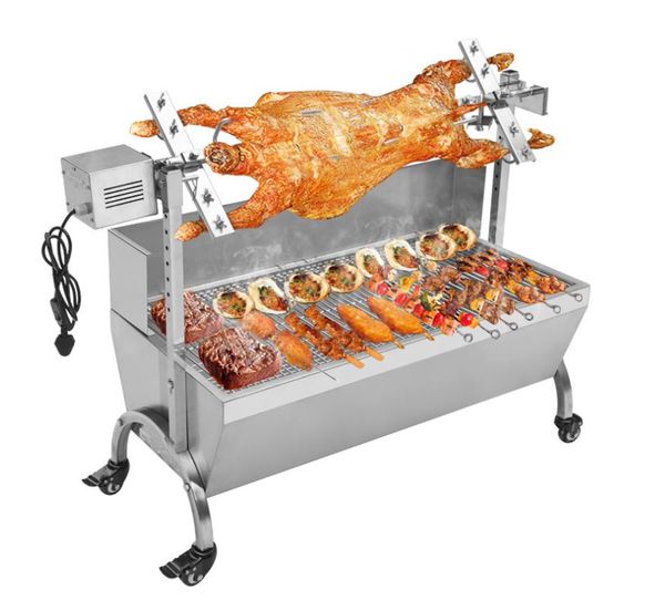 

90см коммерческий боров жареная машина барбекю вертел курица свинья жаровня гриль из нержавеющей стали обжарки двигателя