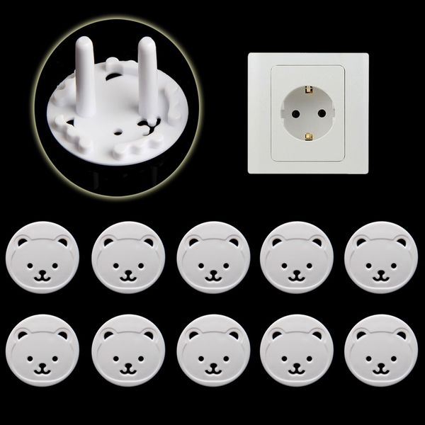 

10pcs bear eu power socket electrical outlet baby kids child safety guard protection anti electric shock plugs protector cover
