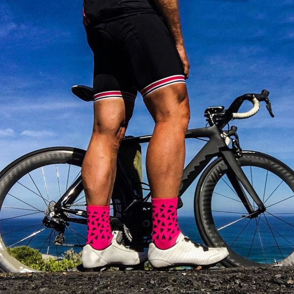 

men women outdoor sport professional cycling socks running racing compression socks bicycle mountain road bike, Black