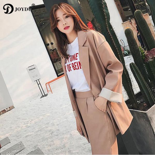 

joydu brief women blazers and jackets 2018 new autumn fashion chic pants suit two piece sets office blazer suit blaser jacket, White;black