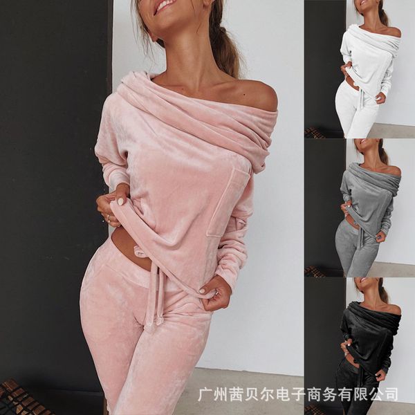 

cover-ups style women's one-shoulder + pants two-piece suit