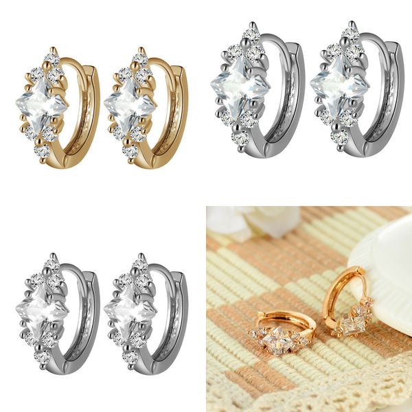 

ornaments personality zircon ear small fresh earrings diamond prism concise eardrop women earrings star earrings swarovski, Silver