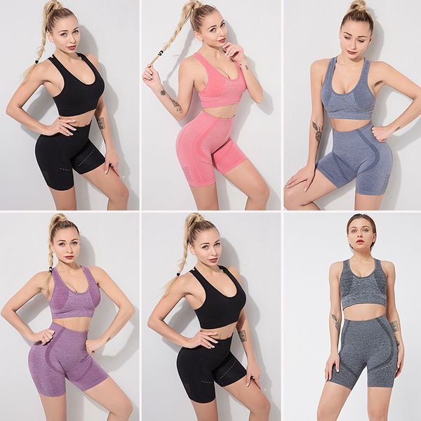 

yoga outfits seamless gym shorts set sports bra women high waist sport fitness activewear exercise sets, White;red