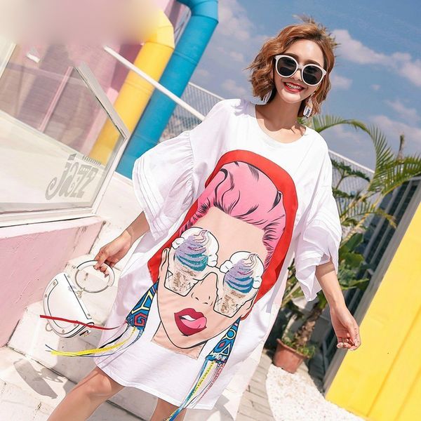 

женские рубашки женщины дизайнерская одежда 2019 лето девушки мультфильм блестки печати асимметричный топы нерегулярное сыпучие плюс размер, White