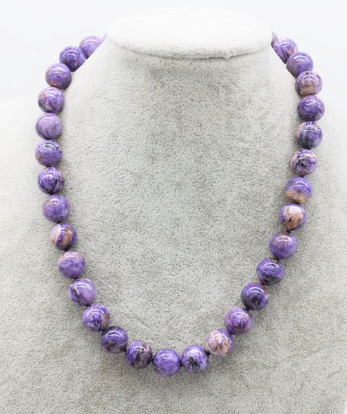 

gemstone charoite round purple 8/10/12mm necklace 18inch wholesale beads nature fppj woman 2018, Silver