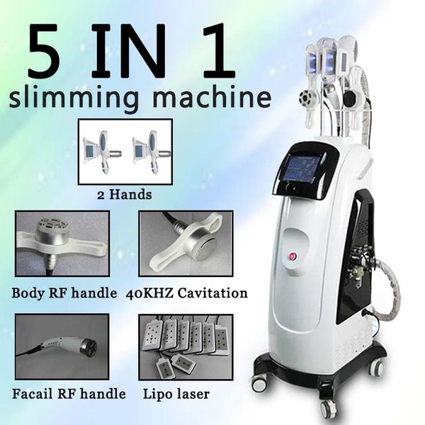 

5 in 1 multifunction professional fat e body slimming machine 2 cryo handles cavitation vacuum rf lipo laser home salon use