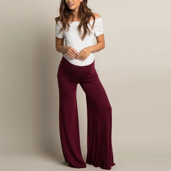 

telotuny pregnant loose stretch trousers maternity woman high waist casual nursing yoga ripped pant prop belly leggings cj30, White