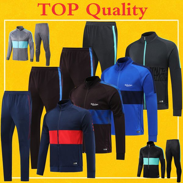 

2020 pain barcelona occer jacket track uit blue 19 20 pre match winter barcelona training football jacket pant kit, Black;red