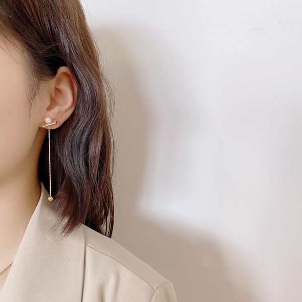 

women earrings set fashion pearl tassel asymmetrical pendant gold earring simple temperament dinner party jewelry accessories, Golden;silver