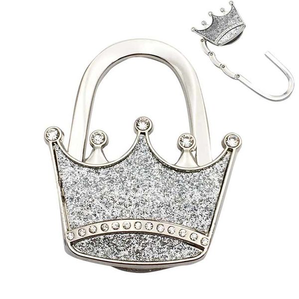 

textured metal crown shape handbag bag purse hanger table hook shimmery fping