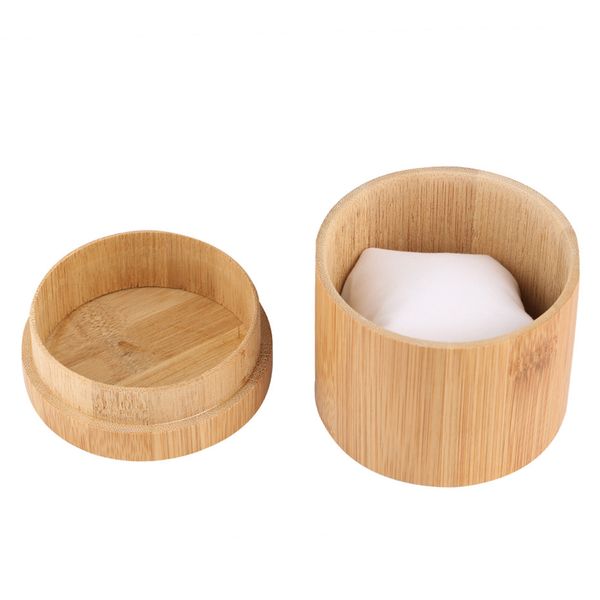 

natural bamboo wood cylinder shape watch boxes pure wooden storage wrist watches box gift box with pillow, Black;blue