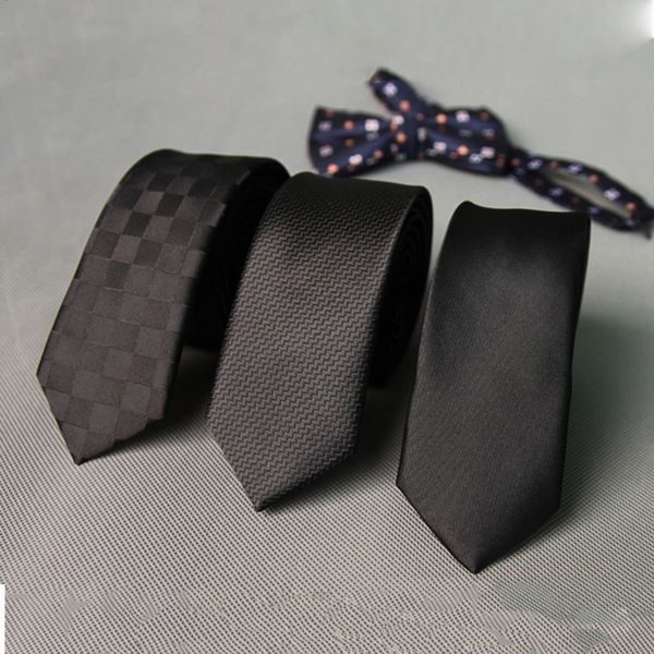 

mantieqingway neck tie polyester skinny slim 5 cm ties wedding party striped business men ties gravata neckwear for mens gifts, Black;blue