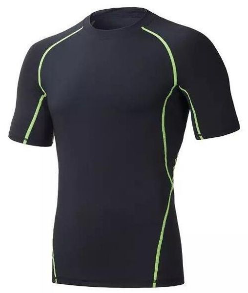

2019 men's tight clothes running short-sleeved quick-drying t-shirt 381, Black;blue