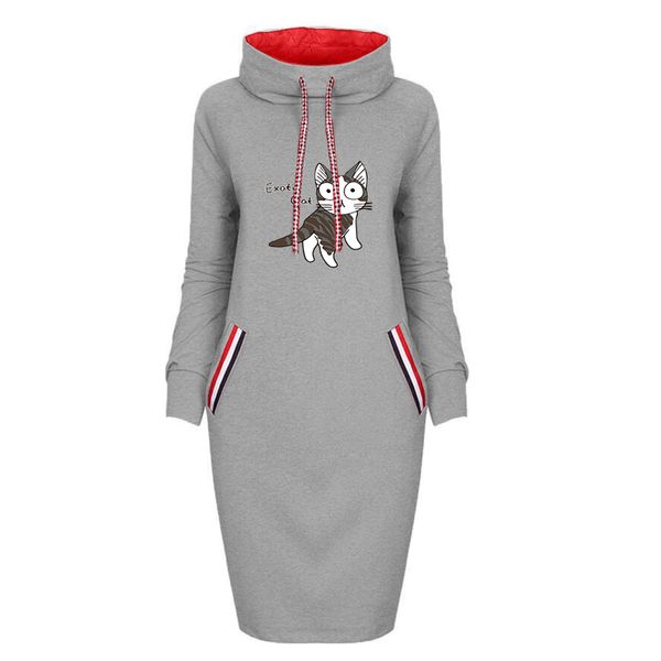 

womens designer spring dress ladys cat and letter print dresses girls solid color casual dress 2020 new fashion trend wholesale, Black;gray