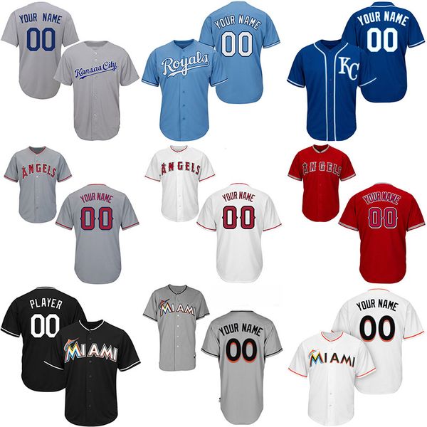

Customized Miami Mens Marlins Baseball Jerseys Kansas 13 Salvador Perez City Los Angeles 27 Mike Trout Angels of Anaheim Jersey