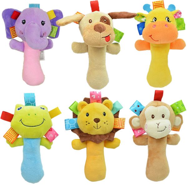 

multi styles lovely plush stuffed animal baby rattle squeaky sticks toys hand bells for children newborn gift