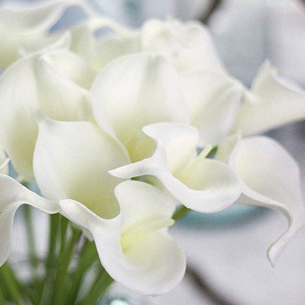

10pcs home wedding decoration fake calla lily artificial flower bouquet bridal plastic lightweight portable diy floral mini