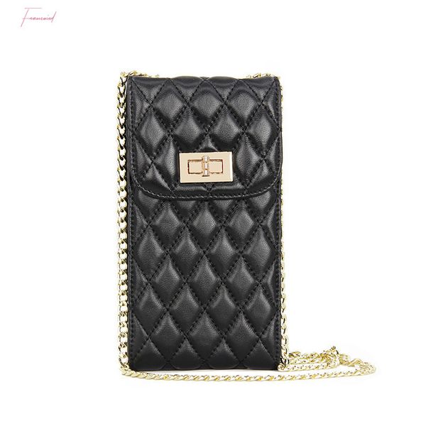 

2020 new leather mini change small vertical mobile phone joker diamond lattice sheepskin inclined shoulder bag