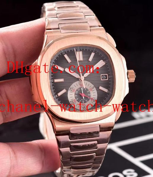 

8 colors mens wrist watch nautilus 18k rose gold 5980/1ar-001 mechanical automatic movement men's watch transparent back, Slivery;brown