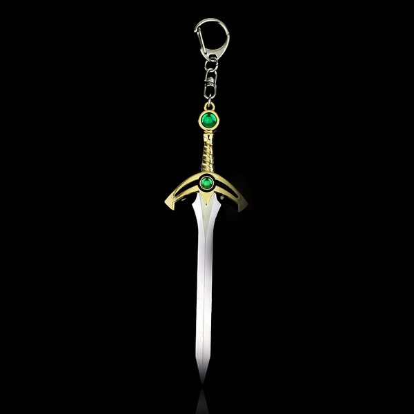 

the legend of zelda skyward sword men keychain green crystal antique tin keyring pendant jewelry for men women car key ring gift, Silver