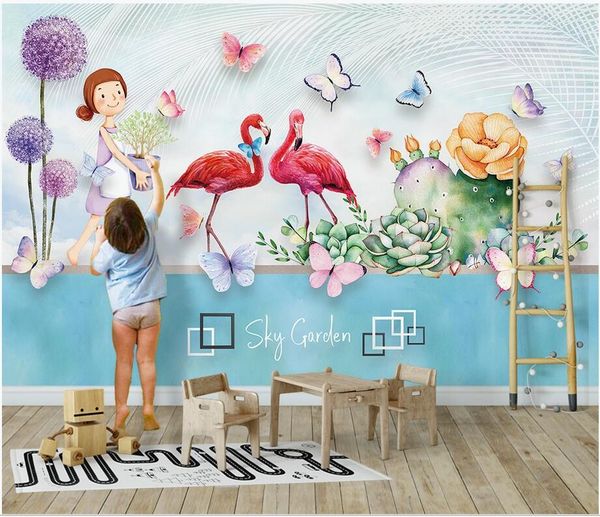 

3d p wallpaper custom mural butterfly heart shaped succulent dandelion 3d tv background wall art 3d stickers home decoration