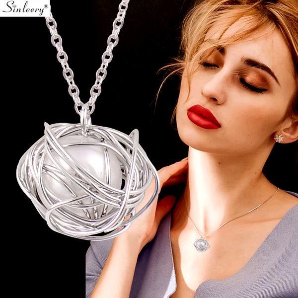 

sinleery sweet white ball pearl choker necklace yellow gold silver color chian pendant necklace for women jewelry xl477 ssd