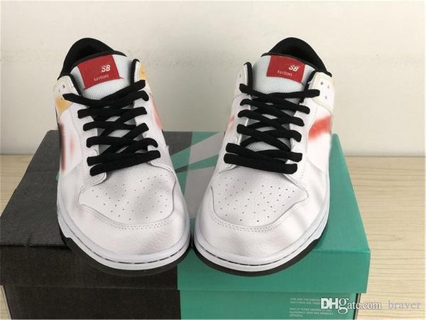 

authentic sb dunk low raygun tie-dye black white orange flash running shoes man women bq6832-001 bq6832-101 alien sneakers with box